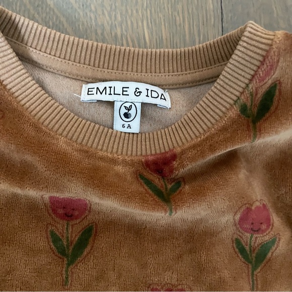EMILE ET IDA Velour Tulip Dress | Caramel size 6A - Picture 4 of 8
